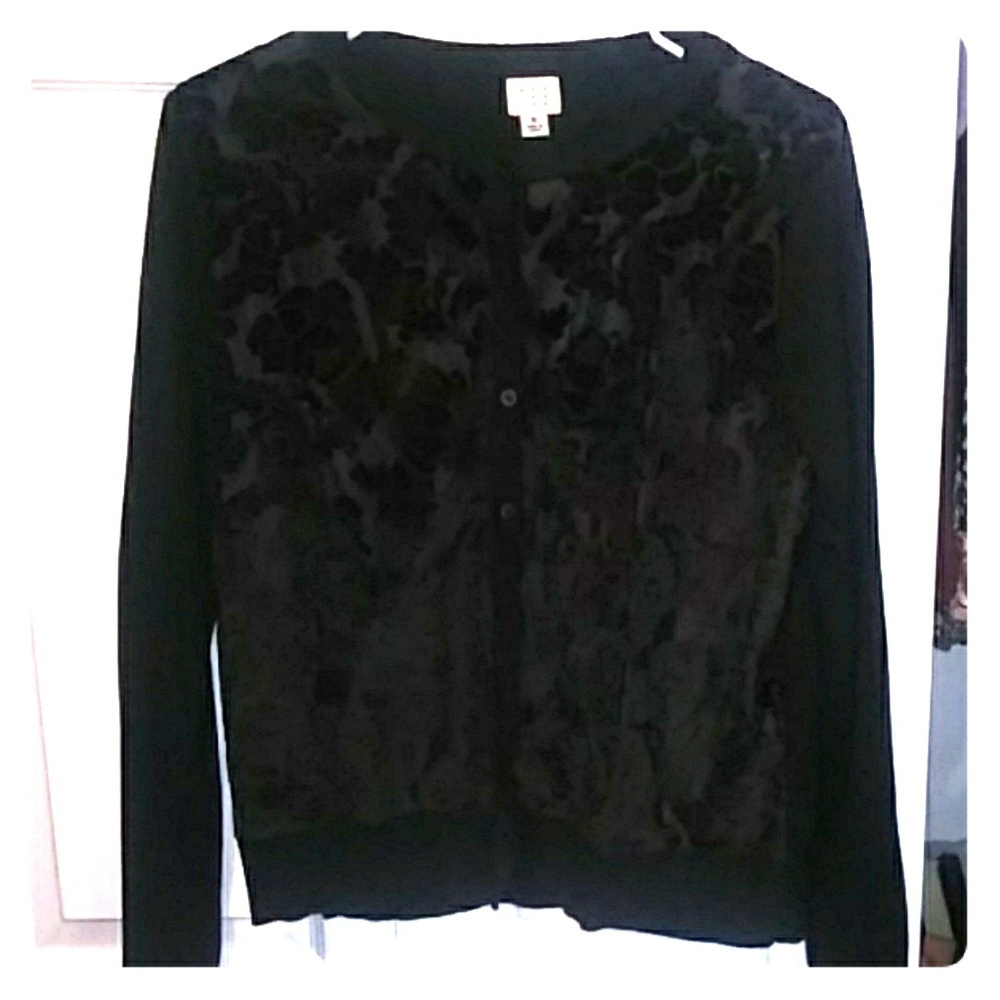 Black button up Cardigan with flower pattern